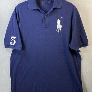 Ralph Lauren Polo Shirt Mens XLT Tall Blue Big White Pony Logo‎ #3 Rugby Classy